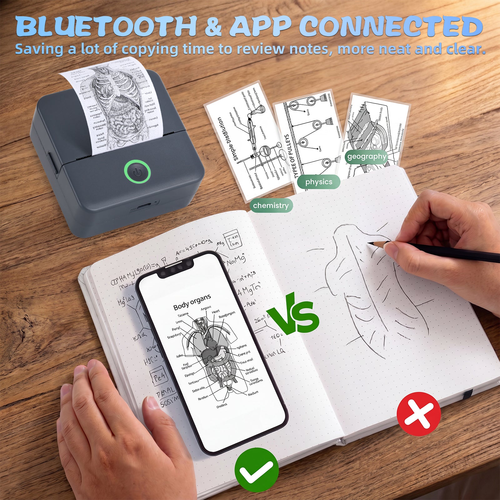 Mini Portable Bluetooth Thermal Printer | Inkless Pocket Sticker & Photo Printer for Notes, Lists & DIY Art