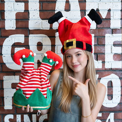 The Swaying Hat, Christmas Santa & Elf Clown Pants Hat, Funny Electric Wiggle Plush Hat, Xmas Party Novelty Costume Headwear, Holiday Photo Booth Prank Prop