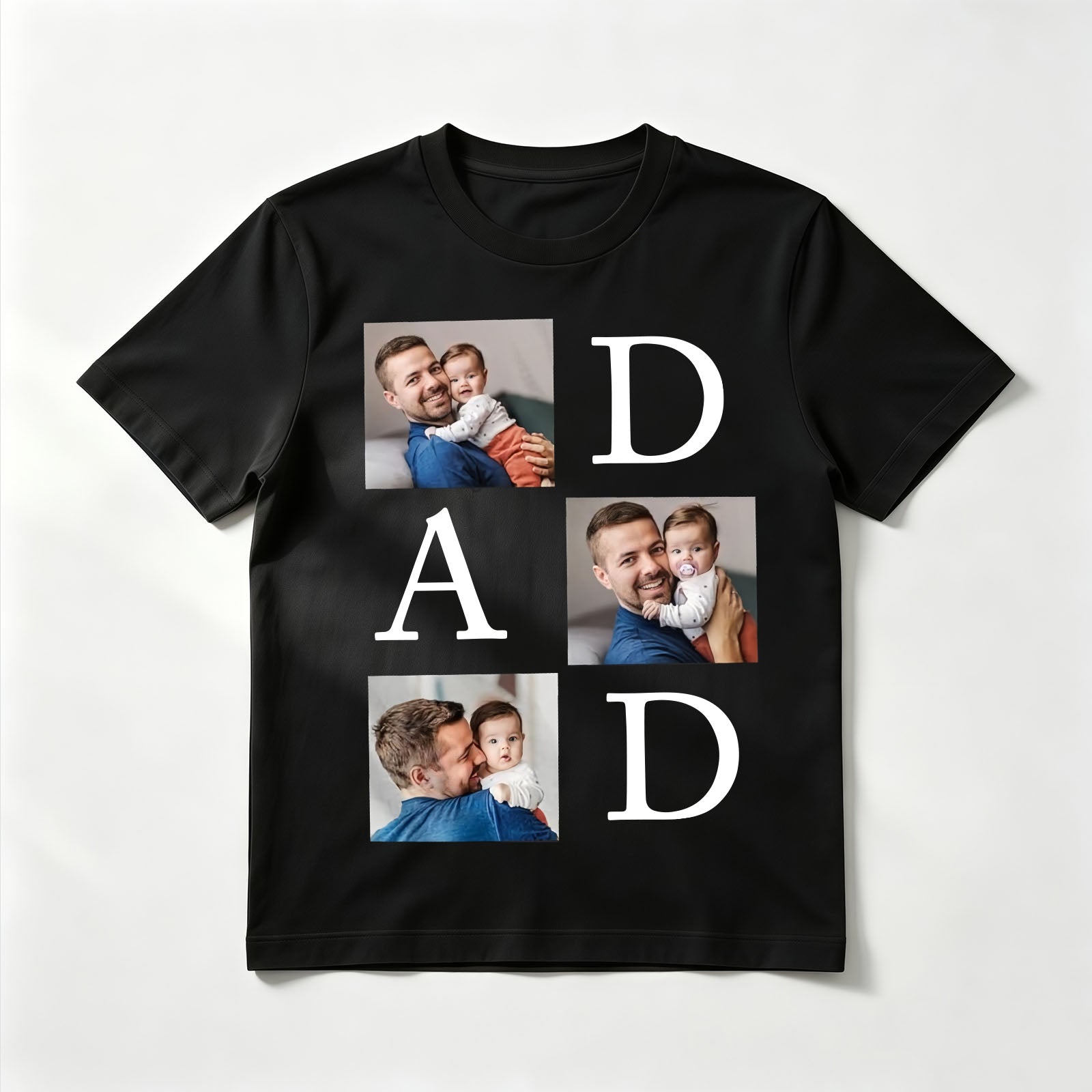 Personalized "DAD" Photo Grid Custom T-Shirt for Dad