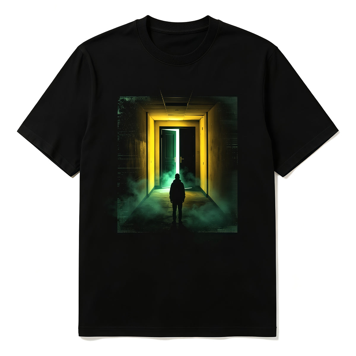 Surreal Empty Office Hallway Minimalist Art Graphic Unisex Casual Tshirt