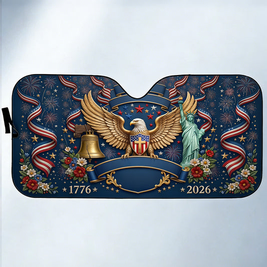 Custom American Heritage Liberty Bell and Statue of Liberty Sunshade - Personalized Patriotic Decor