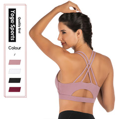 Crisscross Back Sports Bra - Medium Support Open Back Workout Crop Top for Yoga & Gym
