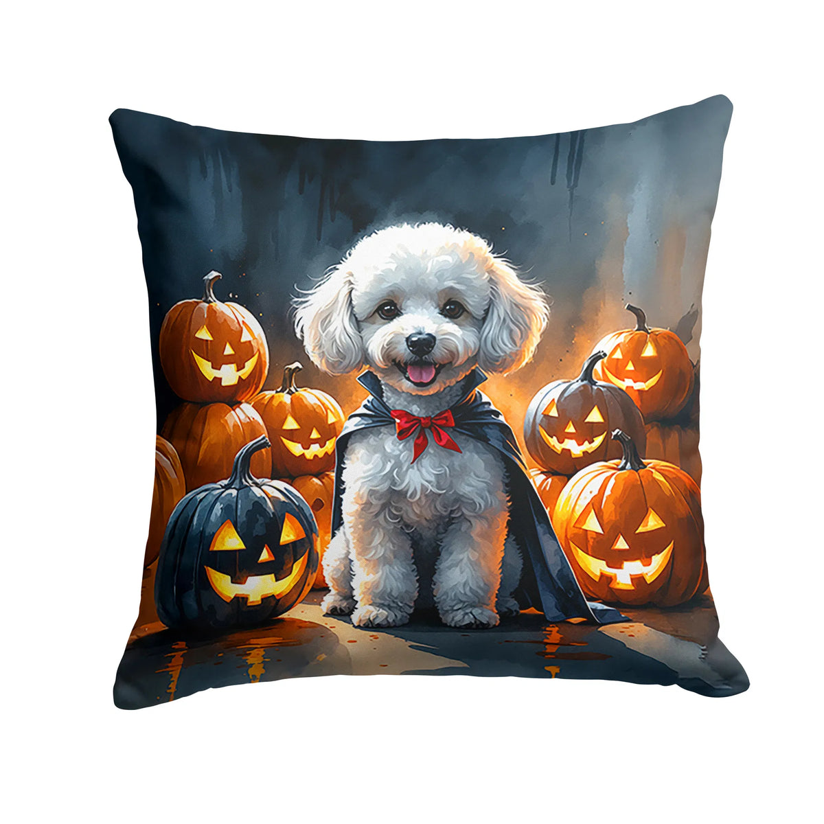 white poodle halloween throw pillow 14 x 14 inch with insert 14 Inch