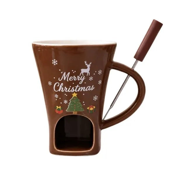Chocolate Christmas colourway candle holder mug - warm cocoa tone