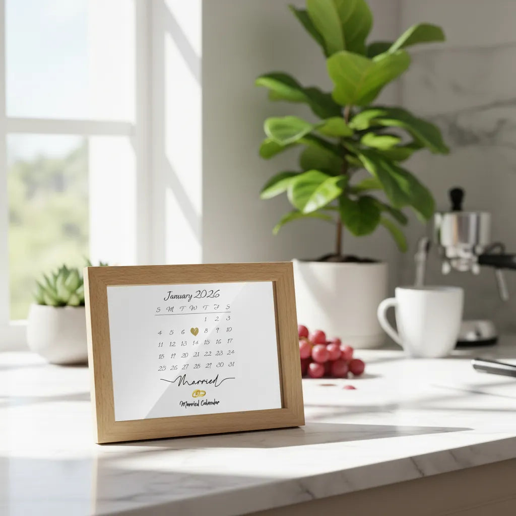 Married Calendar Wooden Framed