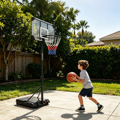 1Set Portable Kids Basketball Hoop With Wheels, Height Adjustable 5.6 To 7ft Basketball Goal System 