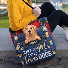 Just a girl who loves dog - Personalized Tote Bag