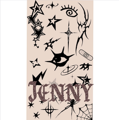 Y2K Grunge Star & Eye Tattoo-Style Throw Blanket