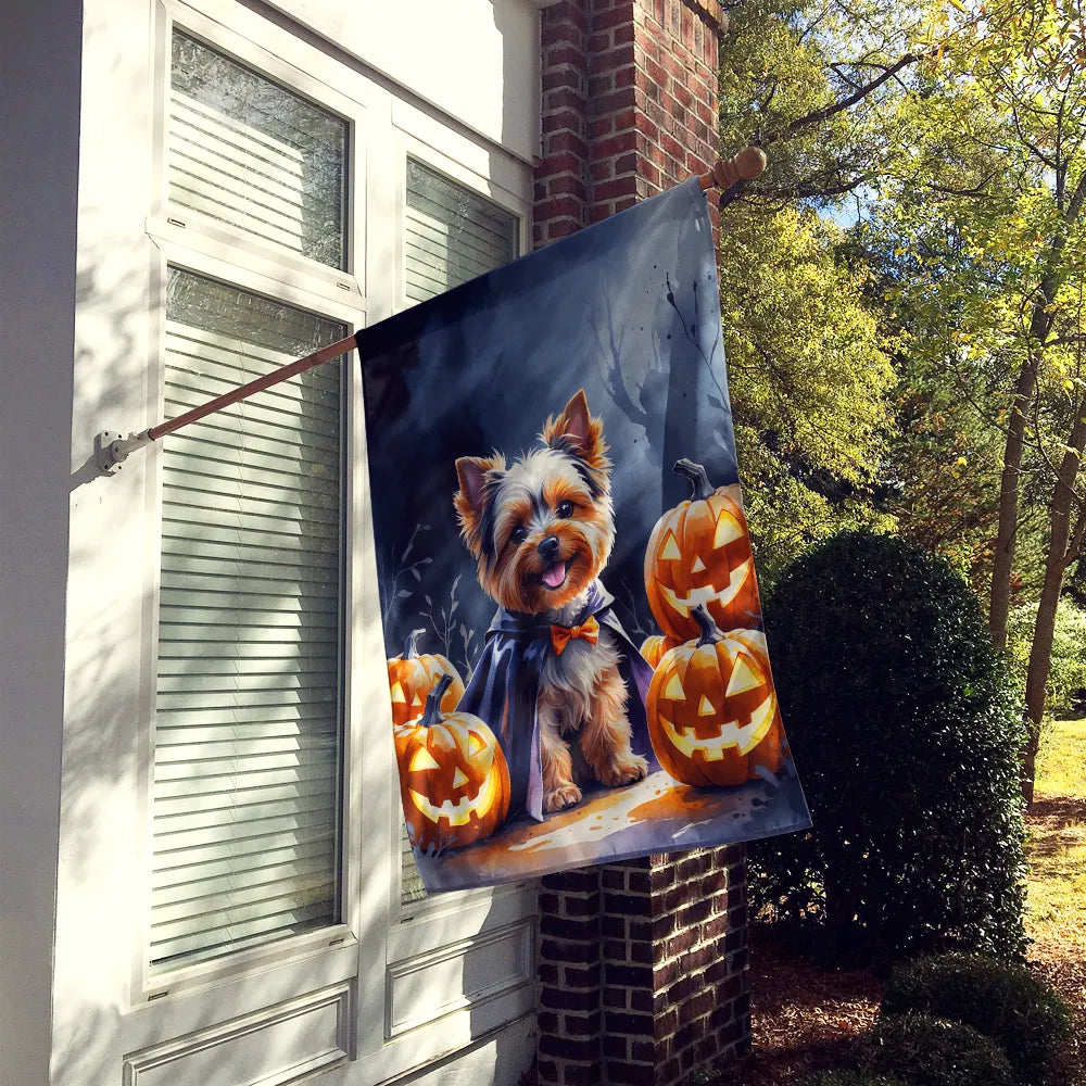 yorkshire terrier puppy halloween house flag - product photo 2 of 8