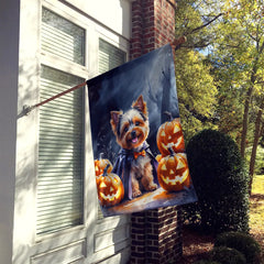 yorkshire terrier puppy halloween house flag - product photo 2 of 8