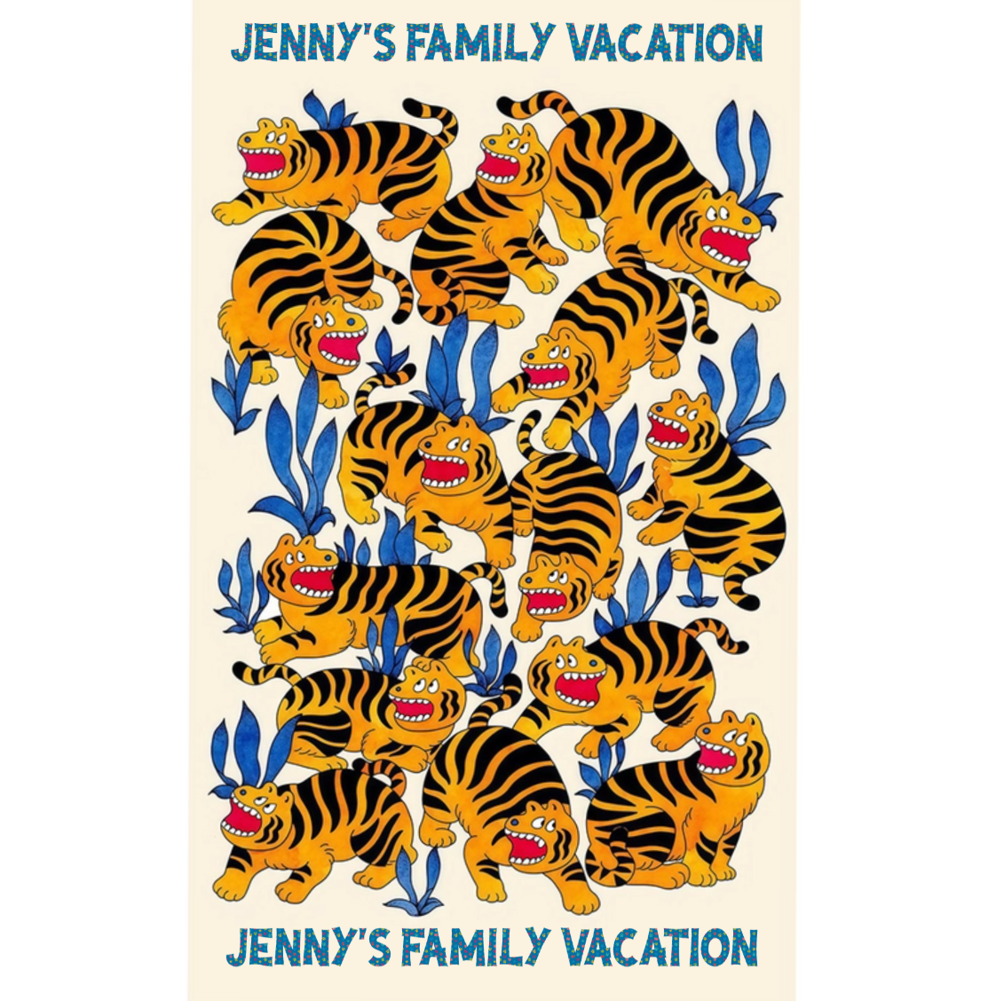 Cute Folk Art Tigers Watercolor Style Throw Blanket