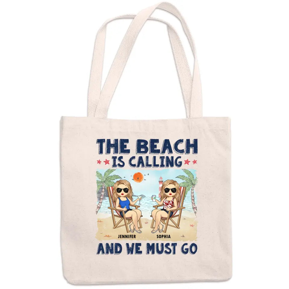 Life's A Beach & We're Just Enjoying The Waves - Bestie Personalized Custom Tote Bag - Summer Vacation Gift For Best Friends, BFF, Sisters