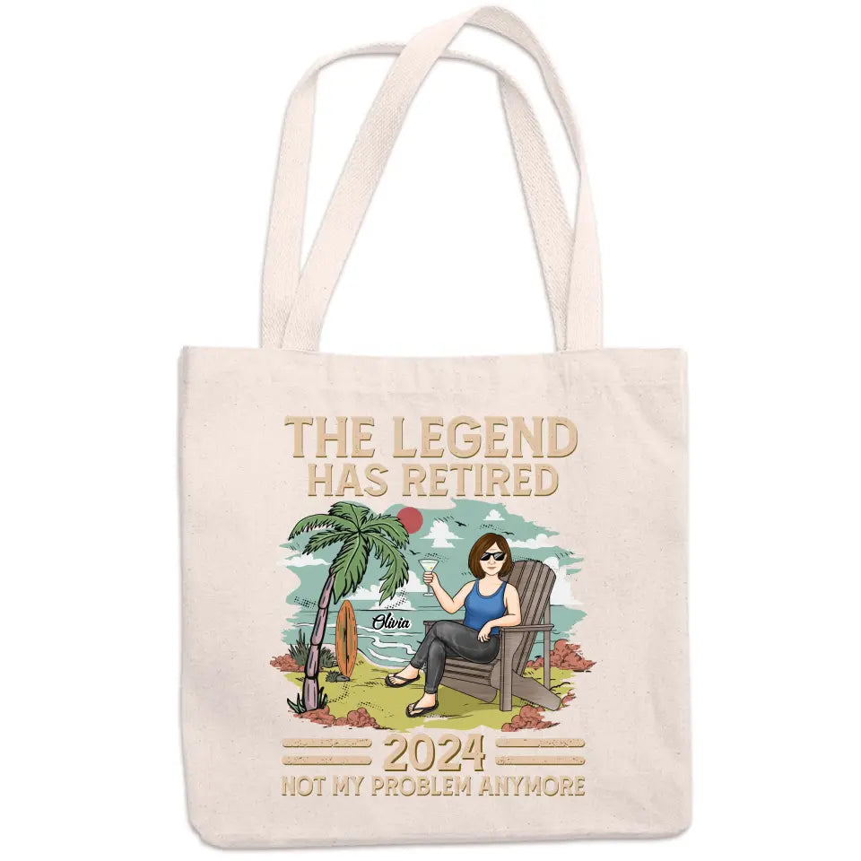 The Legend Has Retired - Personalized Custom Tote Bag - Appreciation, Retirement Gift For Coworkers, Work Friends, Colleagues