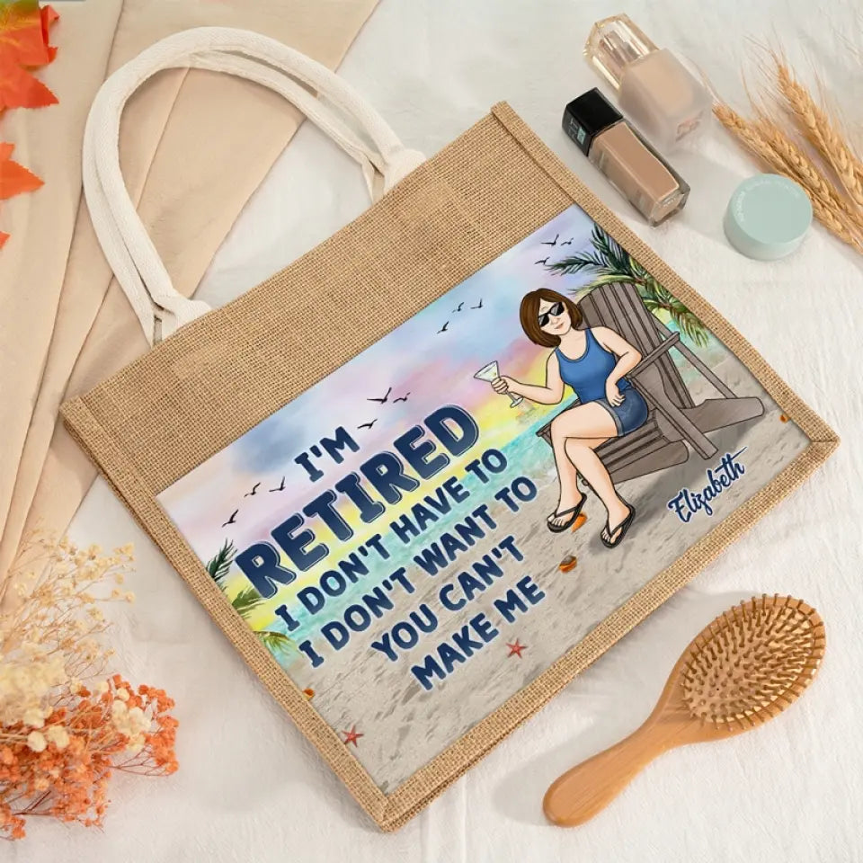 Time For Me To Chill - Family Personalized Custom Tote Gift Bags, Jute Tote Bags, Beach Bags - Gift For Mom, Grandma