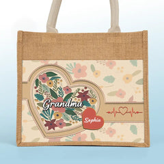 A Grandma's Love Is Forever And Always - Family Personalized Custom Tote Gift Bags, Jute Tote Bags, Beach Bags - Gift For Mom, Grandma