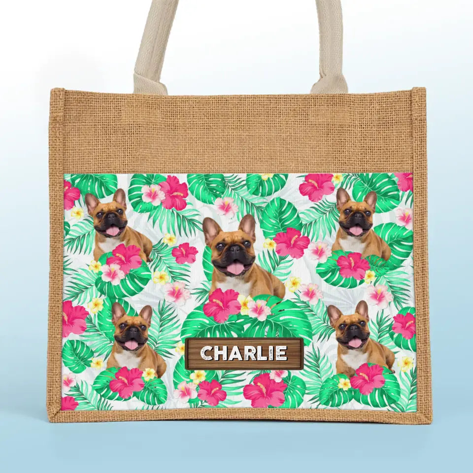 Custom Photo Life Is Better At The Beach - Dog & Cat Personalized Custom Tote Gift Bags, Jute Tote Bags, Beach Bags - Gift For Pet Owners, Pet Lovers