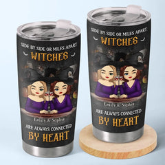 Cheers To The Spooky Season With Your Bestie By Your Side - Bestie Personalized Custom Tumbler - Halloween Gift For Best Friends, BFF, Sisters