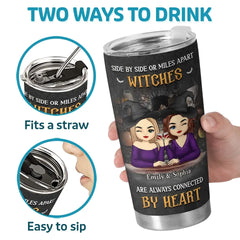 Cheers To The Spooky Season With Your Bestie By Your Side - Bestie Personalized Custom Tumbler - Halloween Gift For Best Friends, BFF, Sisters
