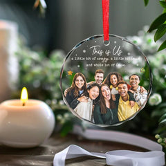 Custom Photo This Is Us, A Whole Lot Of Love - Bestie Personalized Custom Circle Glass Ornament - Christmas Gift For Best Friends, BFF, Sisters