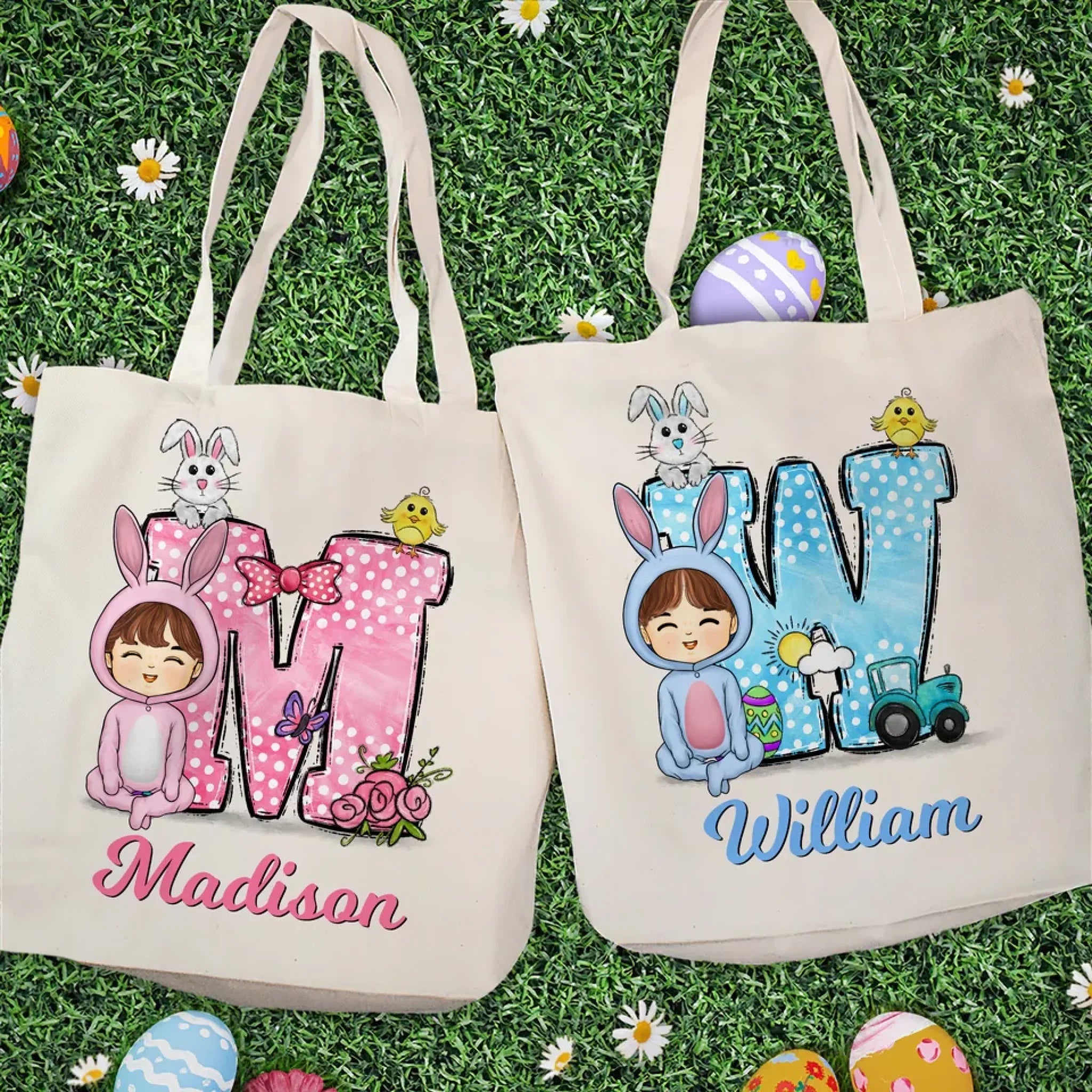 The Perfect Easter Basket Alternative - Family Personalized Custom Tote Bag - Easter Gift For Family Members