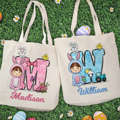 The Perfect Easter Basket Alternative - Family Personalized Custom Tote Bag - Easter Gift For Family Members