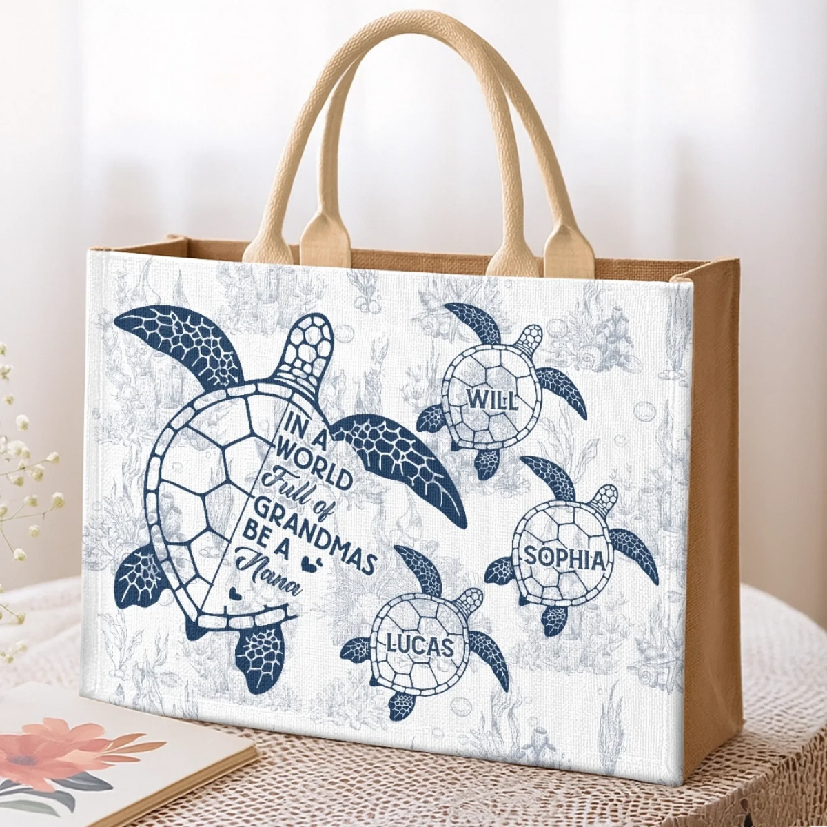 Custom Hemp Tote Bag - Personalized Birthday Gifts For Mom, Grandma - The Best Nana Ever, Beach Bag