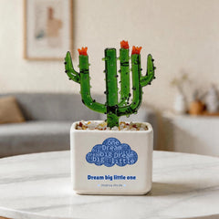 Customized Dream big little one Crystal Glass Cactus Ornament