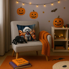 white poodle halloween throw pillow 14 x 14 inch with insert - product photo 3 of 8