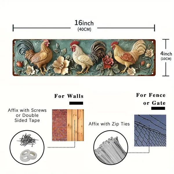 Plain back of the rectangular metal wall plaque with four mounting holes