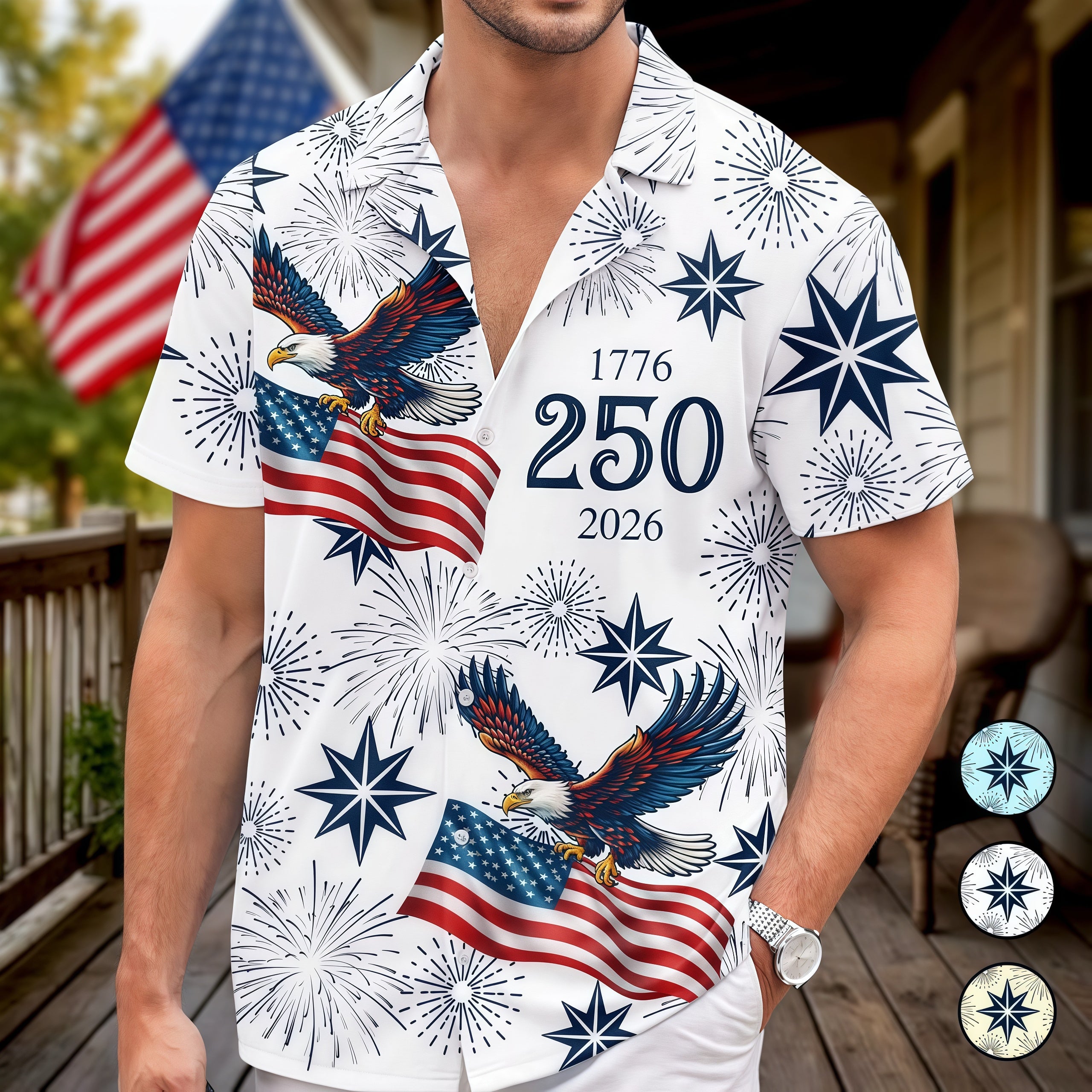 USA 250th Anniversary 1776‑2026 Eagle Flag Firework Shirt