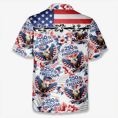 USA 250 Years of Freedom Bald Eagle Tropical Floral Hawaiian Shirt