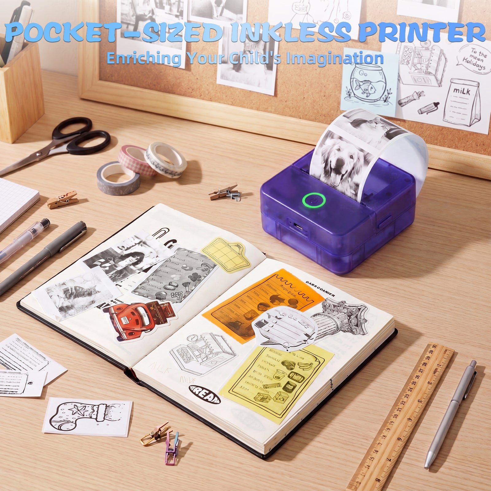 Mini Portable Bluetooth Thermal Printer | Inkless Pocket Sticker & Photo Printer for Notes, Lists & DIY Art