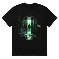 Surreal Empty Office Hallway Minimalist Art Graphic Unisex Casual Tshirt