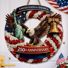 Custom Wood Sign - Personalized America 250th Anniversary Gifts For Mom, Dad, Brother, Sister, Kids - Strength Forged Through Time