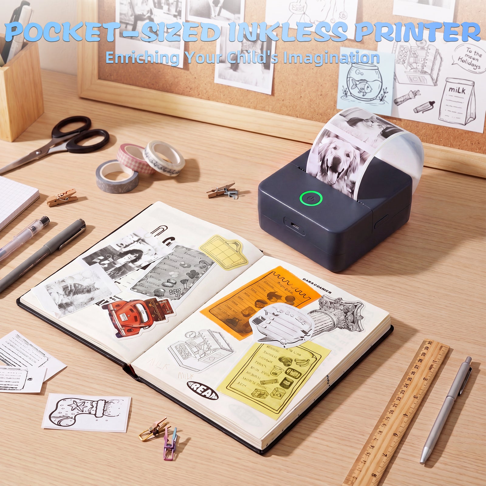 Mini Portable Bluetooth Thermal Printer | Inkless Pocket Sticker & Photo Printer for Notes, Lists & DIY Art
