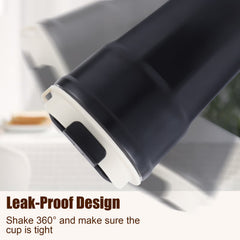 Stainless Steel Insulated Coffee Tumbler with Flip Lid & Carry Strap, 350ml Leakproof Travel Mug for Office, Camping & Commute, Matte Black