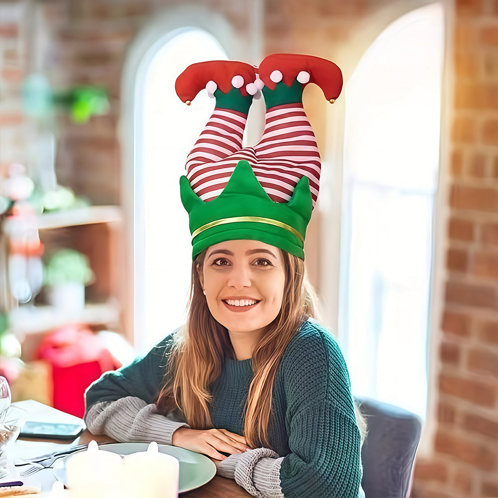 The Swaying Hat, Christmas Santa & Elf Clown Pants Hat, Funny Electric Wiggle Plush Hat, Xmas Party Novelty Costume Headwear, Holiday Photo Booth Prank Prop