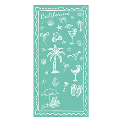 California Coastal Doodle Red & White Beach Towel