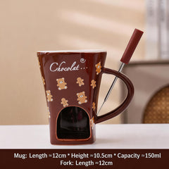 Christmas chocolate melting oven ceramic hot pot cup Microwave oven heated cheese Halloween cup