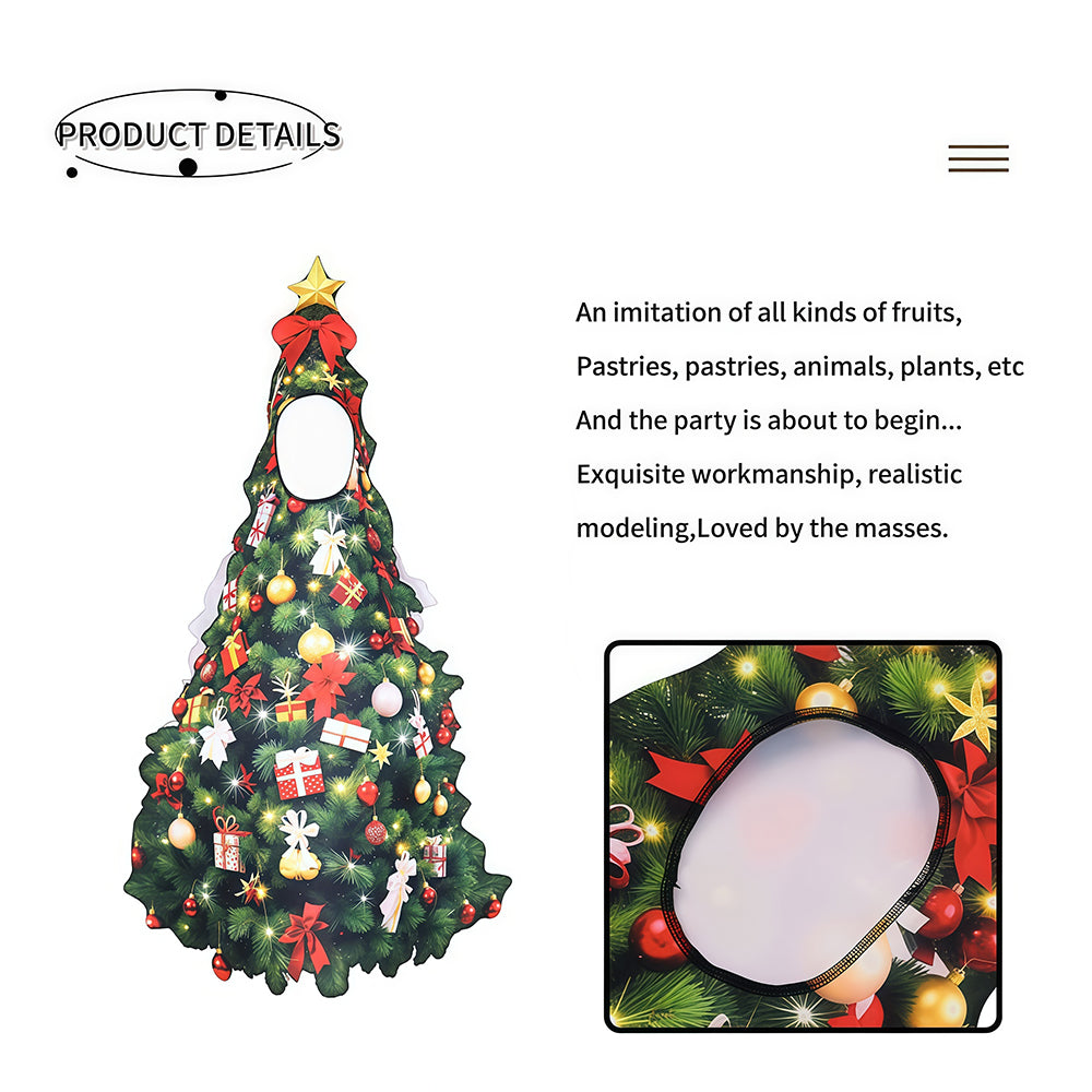 Christmas Tree Photo Booth Prop, Christmas Tree Cutout Stand-In Photo Prop with Face Hole, Xmas Party Selfie Decoration for Holiday Party