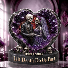 Skeleton Bride Groom Amethyst Heart Custom Gothic Wedding Keepsake