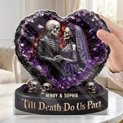 Skeleton Bride Groom Amethyst Heart Custom Gothic Wedding Keepsake