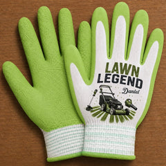 Custom Coated Grip Gardening Gloves - Personalized Birthday Garden Gifts For Gardeners, Husband, Son, Grandson, Brother, Grandpa, Dad, Yourself - Lawn Legend At Work
