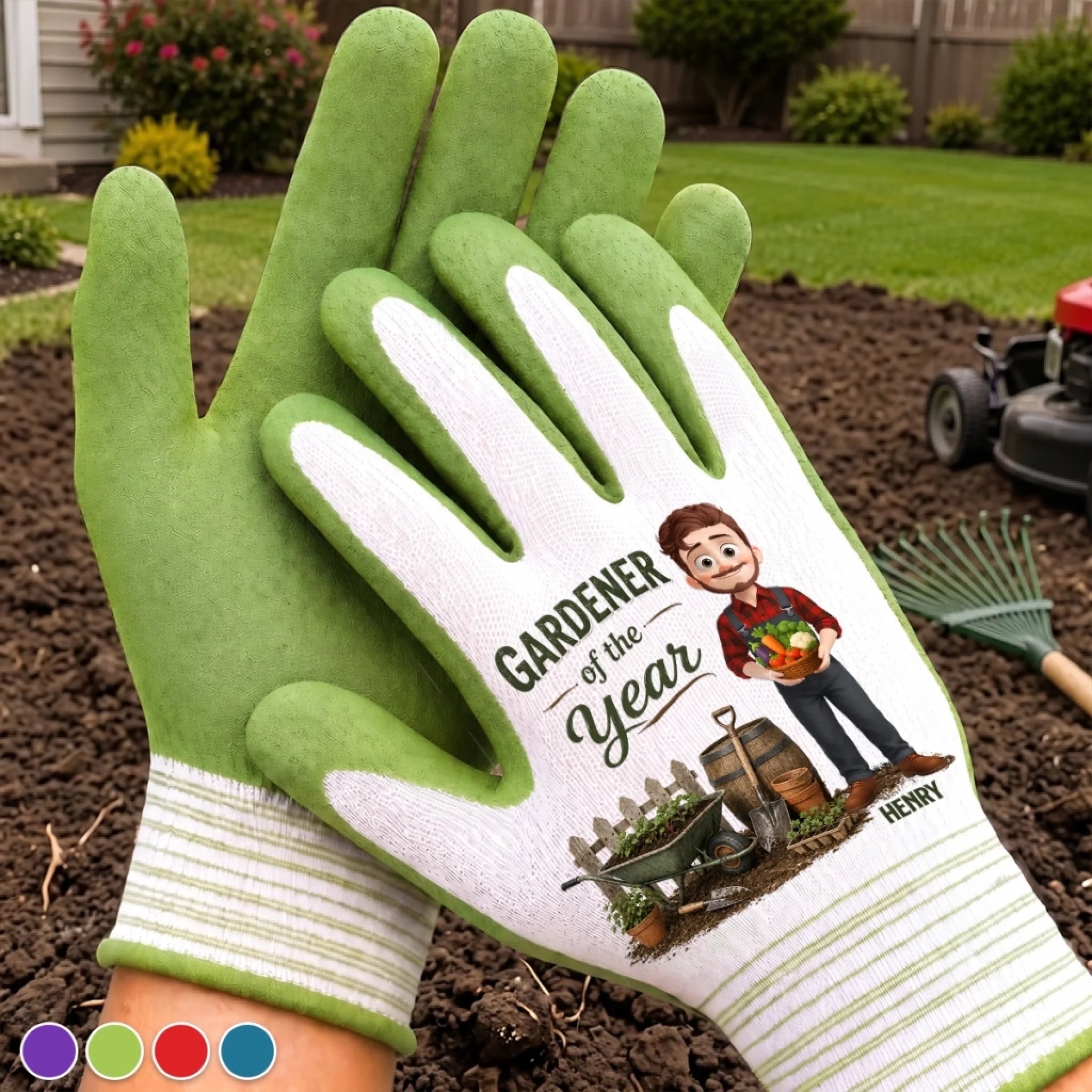 Custom Coated Grip Gardening Gloves - Personalized Birthday Garden Gifts For Gardeners, Husband, Son, Grandson, Brother, Grandpa, Dad, Yourself - Gardener Of The Year