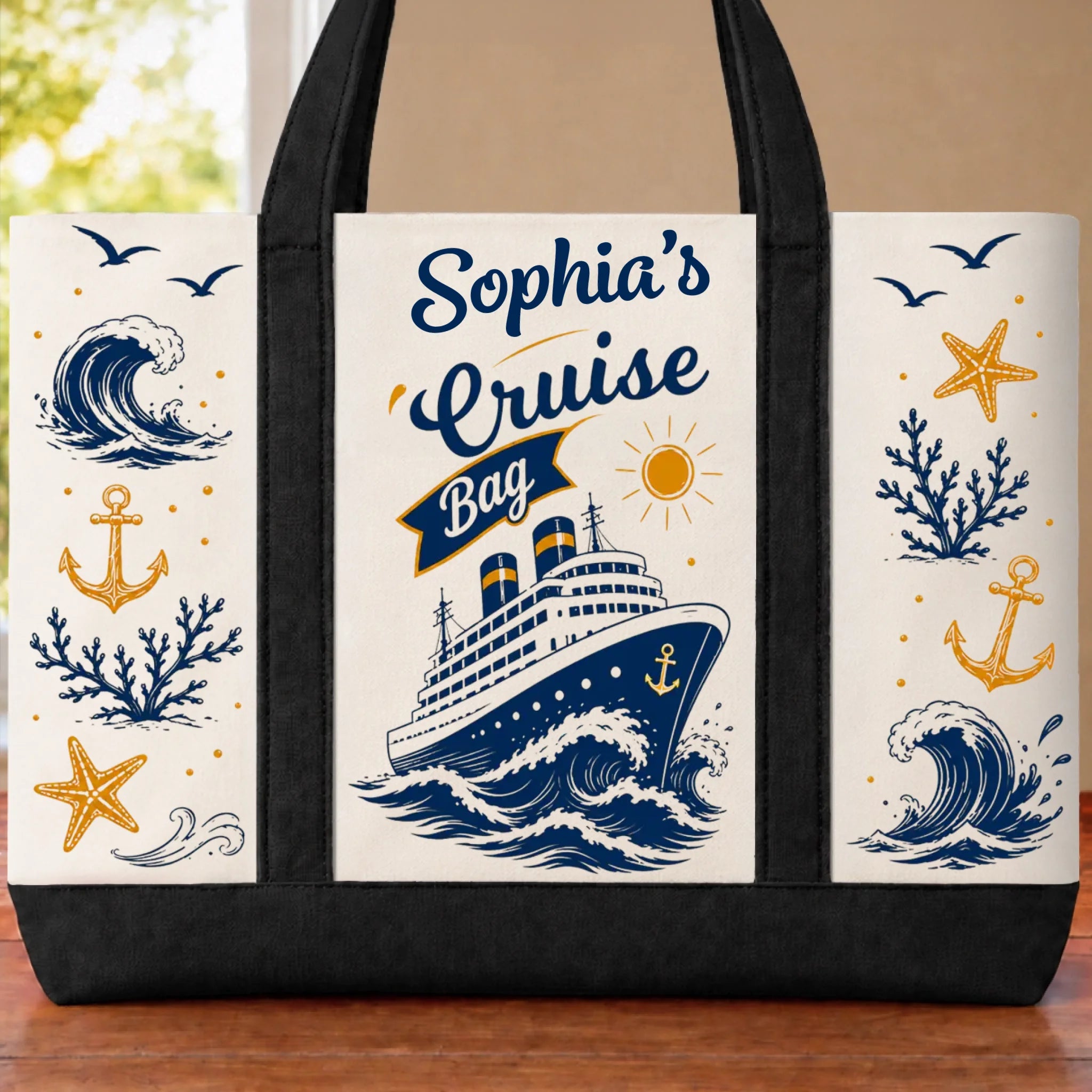 Custom Canvas Tote Bag - Personalized Summer Vacation And Travel Gifts For Mom, Dad, Brother, Sister - Sea Days Best Days