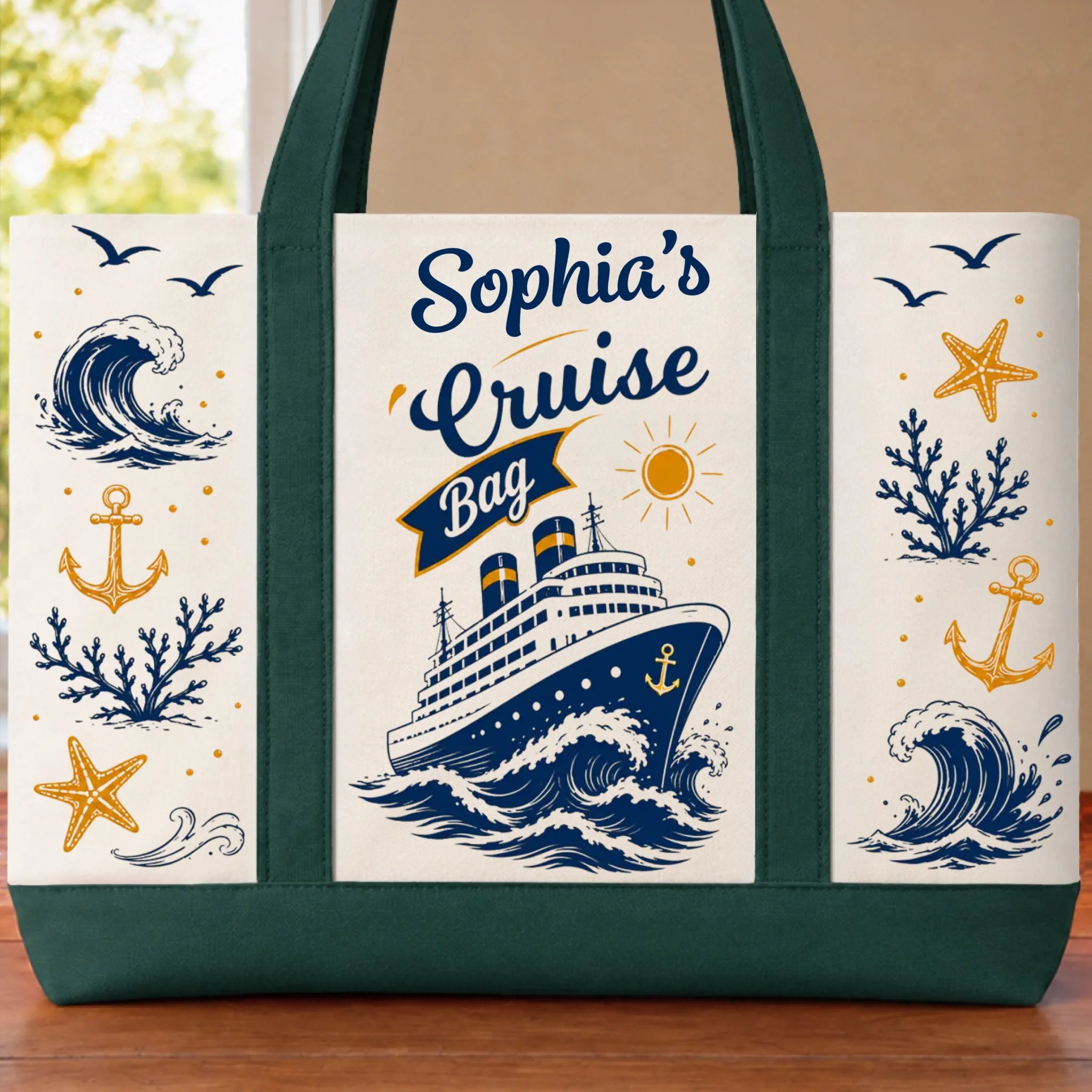 Custom Canvas Tote Bag - Personalized Summer Vacation And Travel Gifts For Mom, Dad, Brother, Sister - Sea Days Best Days