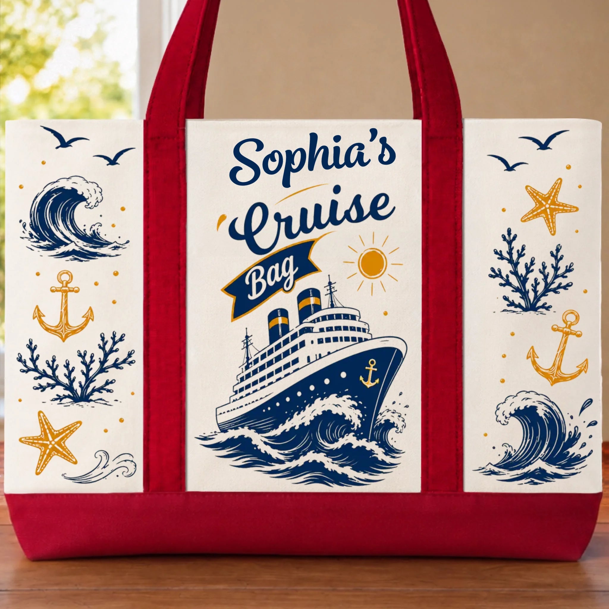 Custom Canvas Tote Bag - Personalized Summer Vacation And Travel Gifts For Mom, Dad, Brother, Sister - Sea Days Best Days