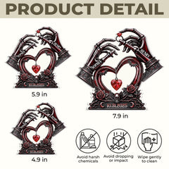 Custom Gothic Skeleton Hand Heart Acrylic Plaque Personalized Couple Gift