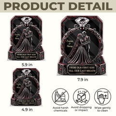 Custom Skull Couple Ring Frame Acrylic Ornament Gothic Anniversary Keepsake
