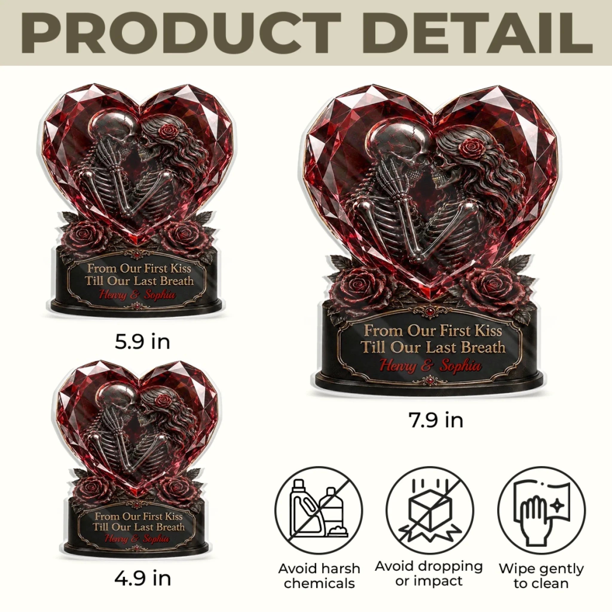Custom Gothic Skeleton Acrylic Plaque - Personalized Halloween Decor, Anniversary Wedding Gifts For Husband And Wife, Him And Her - Dark And Beautiful Love Moments